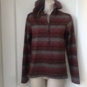 Lucy small workout  top claret- gray- black stripe!!